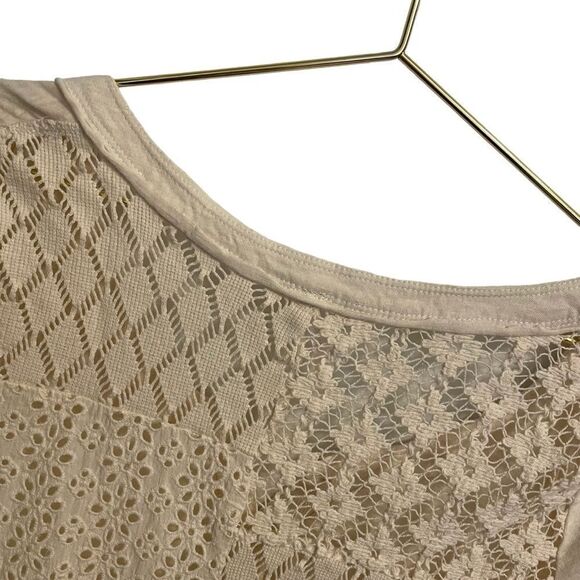 Free People Patches of Lace Henley Tee Cream Size Small - Picture 5 of 7